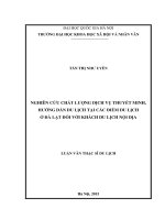Nghiên cứu chất lượng dịch vụ thuyết minh hướng dẫn du lịch tại các điểm du lịch ở đà lạt đối với khách du lịch nội địa 