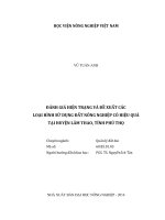 Đánh giá hiện trạng và đề xuất các loại hình sử dụng đất nông nghiệp có hiệu quả tại huyện lâm thao, tỉnh phú thọ   