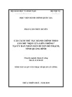 Tóm tắt Luận văn Thạc sĩ Quản lý công: Cải cách thủ tục hành chính theo cơ chế “một cửa liên thông” tại Ủy ban nhân dân huyện Bố Trạch, tỉnh Quảng Bình