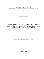 Những khó khăn tâm lí trong hoạt động giải quyết tình huống sư phạm của sinh viên trường cao đẳng sư phạm hà tây 