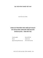 Đánh giá tình hình thực hiện quy hoạch xây dựng nông thôn mới trên địa bàn huyện hạ hòa   tỉnh phú thọ   