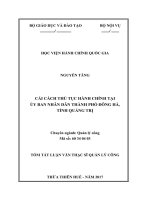 Tóm tắt Luận văn Thạc sĩ Quản lý công: Cải cách thủ tục hành chính tại Ủy ban Nhân dân thành phố Đông Hà, tỉnh Quảng Trị