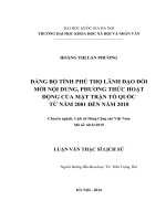 Đảng bộ tỉnh phú thọ lãnh đạo đổi mới nội dung phương thức hoạt động của mặt trận tổ quốc tỉnh từ năm 2001 đến năm 2010 