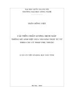 Cải tiến chất lượng dịch máy thống kê anh việt dựa vào đảo trật tự từ theo cây cú pháp phụ thuộc 