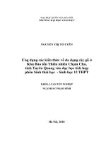 Ứng dụng các kiến thức về đa dạng cây gỗ ở khu bảo tồn thiên nhiên chạm chu tỉnh tuyên quang vào dạy học tích hợp phần sinh thái học sinh học 12 thpt 