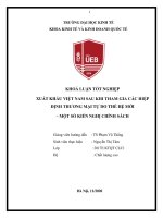 Xuất khẩu việt nam sau khi tham gia các hiệp định thương mại tự do thế hệ mới một số kiến nghị chính sách 