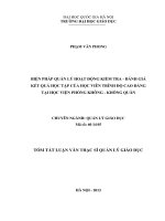 Biện pháp quản lý hoạt động kiểm tra đánh giá kết quả học tập của học viên trình độ cao đẳng tại học viện phòng không không quân 