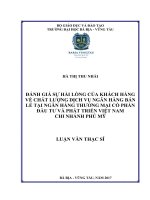Đánh giá sự hài lòng của khách hàng về chất lượng dịch vụ ngân hàng bán lẻ tại ngân hàng thương mại cổ phần đầu tư và phát triển việt nam chi nhánh phú mỹ  