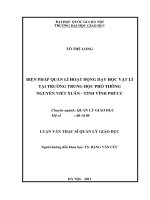 Biện pháp quản lý hoạt động dạy học môn vật lý ở trong trường trung học phổ thông nguyễn viết xuân tỉnh vĩnh phúc 