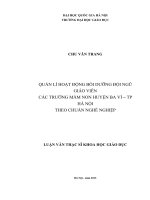 Quản lý hoạt động bồi dưỡng đội ngũ giáo viên các trường mầm non huyện ba vì thành phố hà nội theo chuẩn nghề nghiệp 