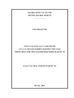 Nâng cao năng lực cạnh tranh của các doanh nghiệp logistics việt nam trong bối cảnh việt nam hội nhập kinh tế quốc tế 