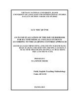 Đánh giá giáo trình tiếng anh chuyên ngành đang được sử dụng cho sinh viên trường cao đẳng y tế hà tĩnh theo đường hướng lấy hoạt 