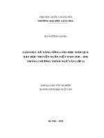 Giáo dục kỹ năng sống cho học sinh qua dạy học truyện ngắn việt nam 1930 1945 trong chương trình ngữ văn lớp 11 