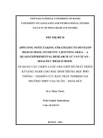 Áp dụng các chiến lược ghi chép để phát triển kĩ năng nghe cho học sinh trung học phổ thông nghiên cứu 