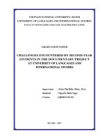Challenges encountered by second year students in the documentary project at university of languages and international studies 
