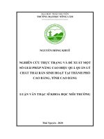 Nghiên cứu thực trạng và đề xuất một số giải pháp nâng cao hiệu quả quản lý chất thải rắn sinh hoạt tại thành phố cao bằng, tỉnh cao bằng 