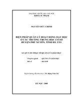 Biện pháp quản lý hoạt động dạy học ở các trường trung học cơ sở huyện phú xuyên tỉnh hà tây 
