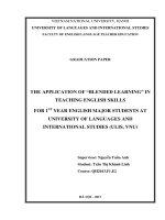 The application of blended learning in teaching english skills for 1st year english major students at university of languages and international studies ulis vnu 