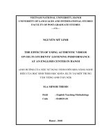 Ảnh hưởng của việc sử dụng video đến khả năng nghe hiểu của học sinh theo học khóa ielts tại một trung tâm tiếng anh ở hà nội 