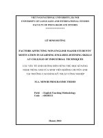 Factors affecting non english major students’ motivation in learning english listening skills at college of industrial techniques 