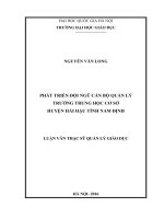 Phát triển đội ngũ cán bộ quản lý trường trung học cơ sở huyện hải hậu tỉnh nam định 