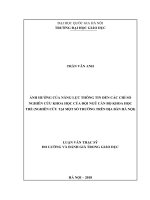 Ảnh hưởng của năng lực thông tin đến các chỉ số nghiên cứu khoa học của đội ngũ cán bộ khoa học trẻ 