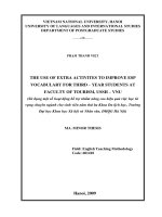 Sử dụng một số hoạt động bổ trợ nhằm nâng cao hiệu quả việc học từ vựng chuyên ngành cho sinh viên năm thứ ba khoa du lịch học trường đại học khoa học xã hội và nhân văn đhqg hà nội 