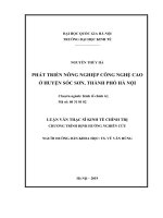 Phát triển nông nghiệp công nghệ cao ở huyện sóc sơn thành phố hà nội 