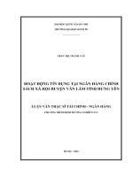 Hoạt động tín dụng tại ngân hàng chính sách xã hội huyện văn lâm tỉnh hưng yên 