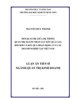 Mối quan hệ giữa hệ thống quản trị nguồn nhân lực kết quả cao, đổi mới và kết quả hoạt động của các doanh nghiệp tại việt nam 