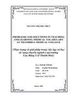 Problems and solutions in teaching and learning medical vocabulary at thanhhoa medical college 