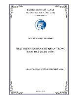 Phát hiện văn bản chủ quan trong khai phá quan điểm 