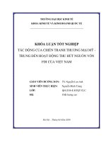 Tác động của chiến tranh thương mại mỹ trung đến hoạt động thu hút nguồn vốn fdi của việt nam 