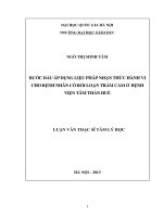 Bước đầu áp dụng biện pháp nhận thức hành vi cho bệnh nhân có rối loạn trầm cảm ở bệnh viện tâm thần huế chuyên ngánh đào tạo thí điểm 
