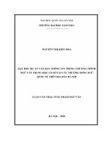 Dạy học dự án văn bản thông tin trong chương trình ngữ văn trung học cơ sở tại các trường song ngữ quốc tế trên địa bàn hà nội 