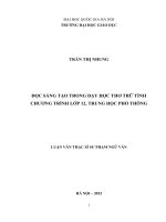 Đọc sách sáng tạo trong dạy học thơ trữ tình chương trình lớp 12 trung học phổ thông 