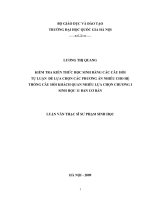 Kiểm tra kiến thức học sinh bằng các câu hỏi tự luận để lựa chọn các phương án nhiễu cho hệ thống câu hỏi trắc nghiệm khách quan nhiều lựa chọn chương i sinh học 11 ban cơ bản 