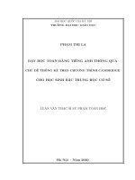 Dạy học toán bằng tiếng anh thông qua chủ đề thống kê theo chương trình cambridge cho học sinh bậc trung học cơ sở 