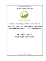 Đánh giá thực trạng và giải pháp chủ yếu giải quyết việc làm cho lao động nông thôn trên địa bàn huyện ba vì, thành phố hà nội 