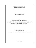 Áp dụng quản trị tinh gọn tại phòng tài chính kế hoạch thuộc ủy ban nhân dân thành phố bắc ninh 