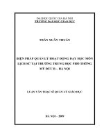 Biện pháp quản lý hoạt động dạy học môn lịch sử tại trường trung học phổ thông mỹ đức b hà nội 