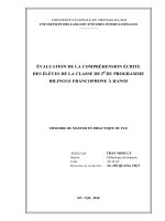 Évaluation de la compréhension écrite des élèves de la classe de 5e du programme bilingue francophone à hanoi 