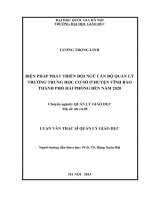 Biện pháp phát triển đội ngũ cán bộ quản lý trường trung học cơ sở ở huyện vĩnh bảo thành phố hải phòng đến năm 2020 