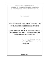 He use of sino vietnamese vocabulary in translation of business english by fourth year students of translation and interpreting division faculty of english language teacher education 
