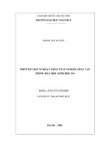 Thiết kế một số hoạt động trải nghiệm sáng tạo trong dạy học sinh học 10 