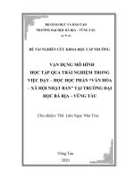 Vận dụng mô hình học tập qua trải nghiệm trong việc dạy – học học phần “văn hóa – xã hội nhật bản” tại trường đại học bà rịa   vũng tàu 