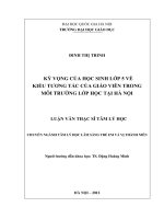 Kỳ vọng của học sinh lớp 5 về kiểu tương tác của giáo viên trong môi trường lớp học tại hà nội 