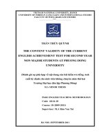 The content validity of the current english achievement test for second year non major students at phuong dong university 