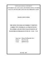 The effectiveness of indirect written corrective feedback as perceived by teachers and second year students of mainstream program in felte ulis vnu 