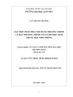Dạy học phân hóa nội dung phương trình và bất phương trình vô tỉ cho học sinh trung học phổ thông 